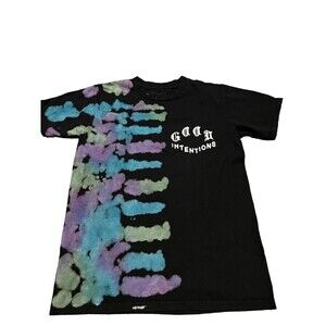 NAV XO Good Intentions Tee Small Black Colorful Tie Dye Graphic T-Shirt Shirt
